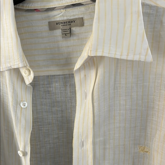 Burberry Men's Yellow Striped Shirt
